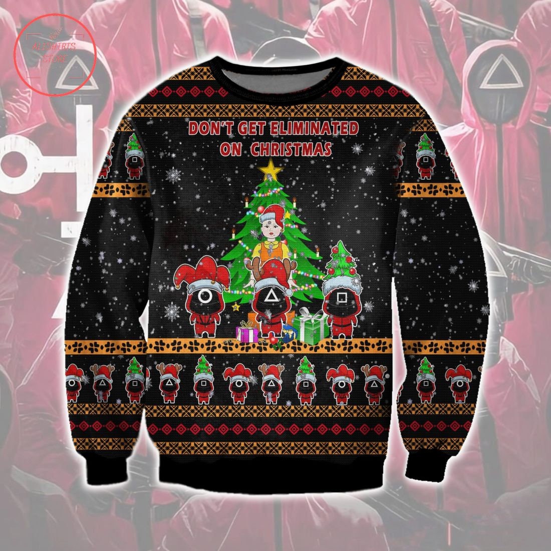 Squid Game Don't Get Eliminated on Knitted Ugly Christmas Sweater