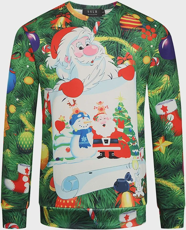 Sslr Family Funny Santa Claus Crewneck Ugly Christmas Sweater,