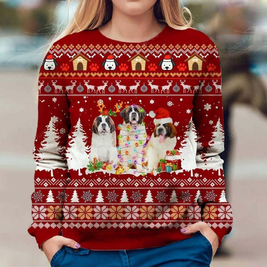 St Bernard Xmas Ugly Christmas Sweater, Perfect Holiday Gift