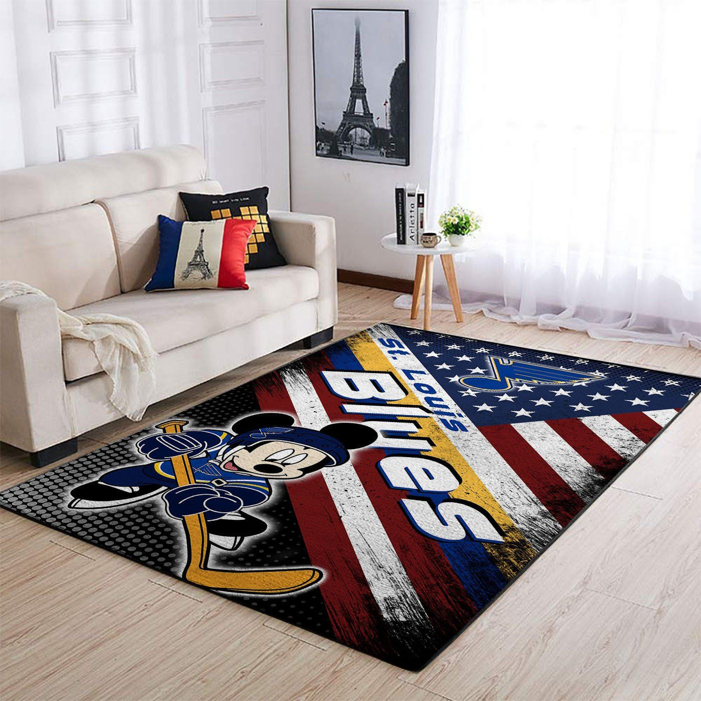 St Louis Blues Team Logo Mickey Us Rectangle Area Rug – Full Print Carpet For Living Room & Bedroom Home Decor