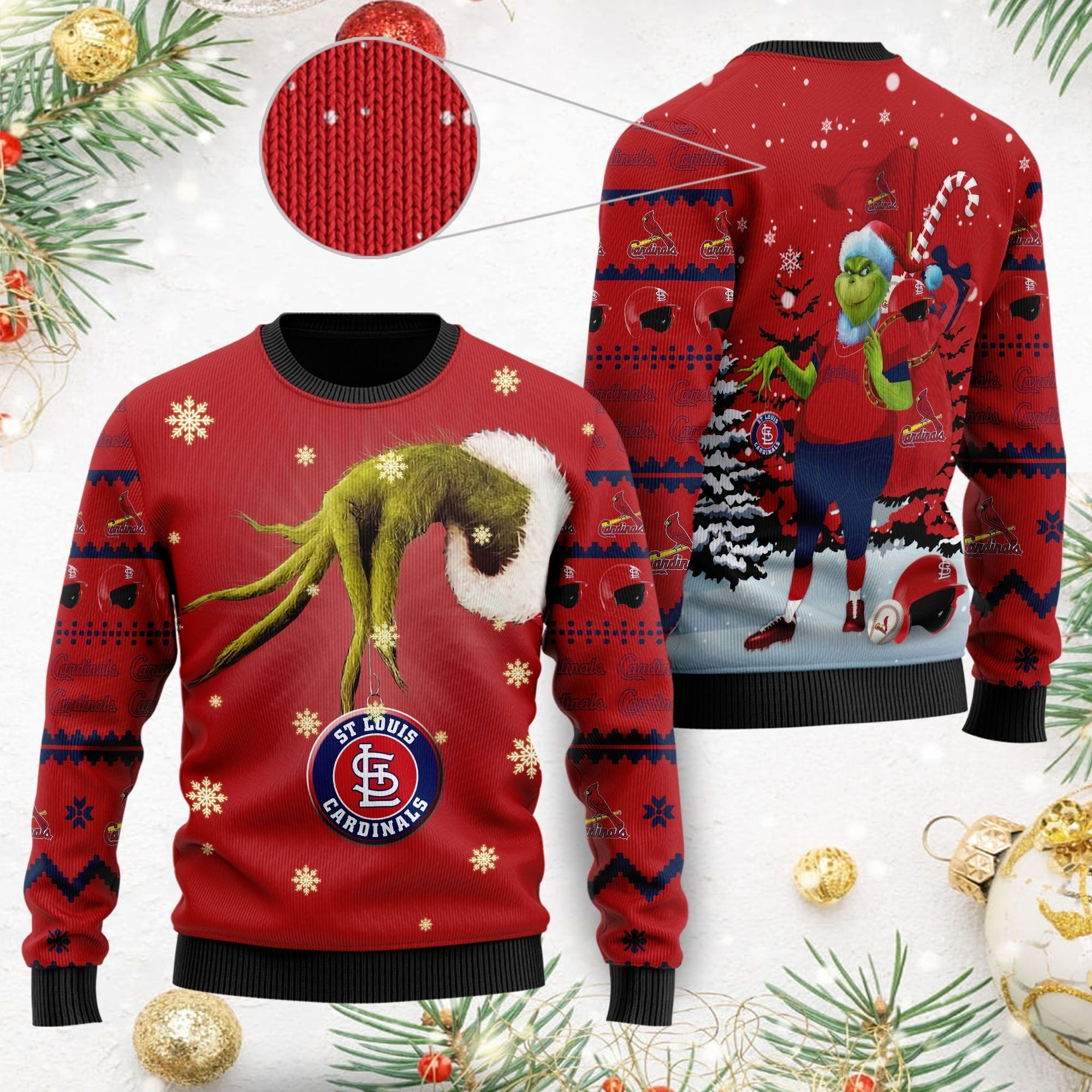 St Louis Cardinals MLB Team Grinch Ugly Christmas Sweater