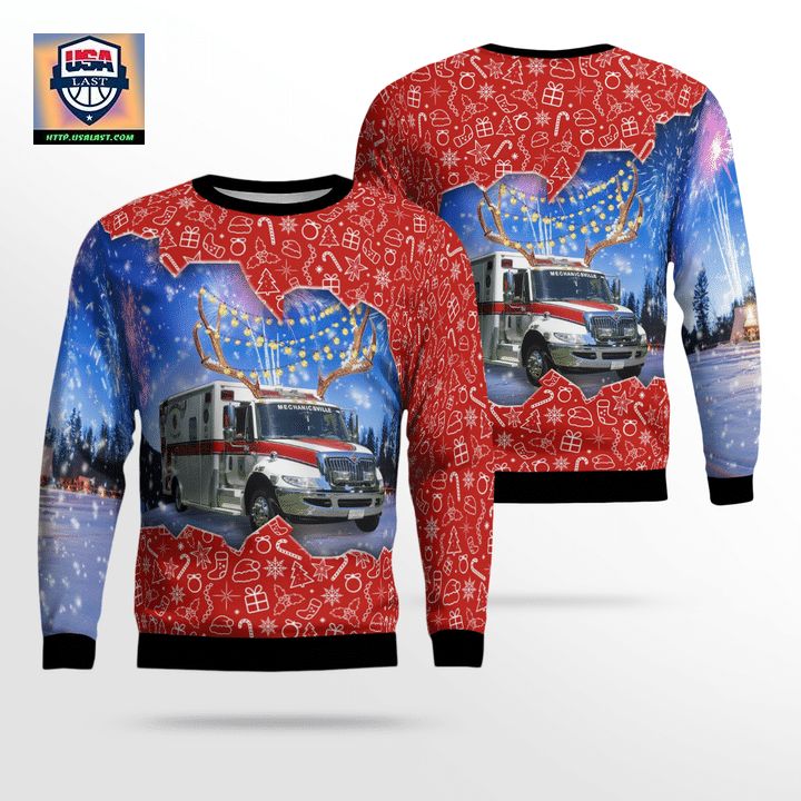 St Marys County Maryland Mechanicsville Volunteer Rescue Squad Christmas Sweater 3D
