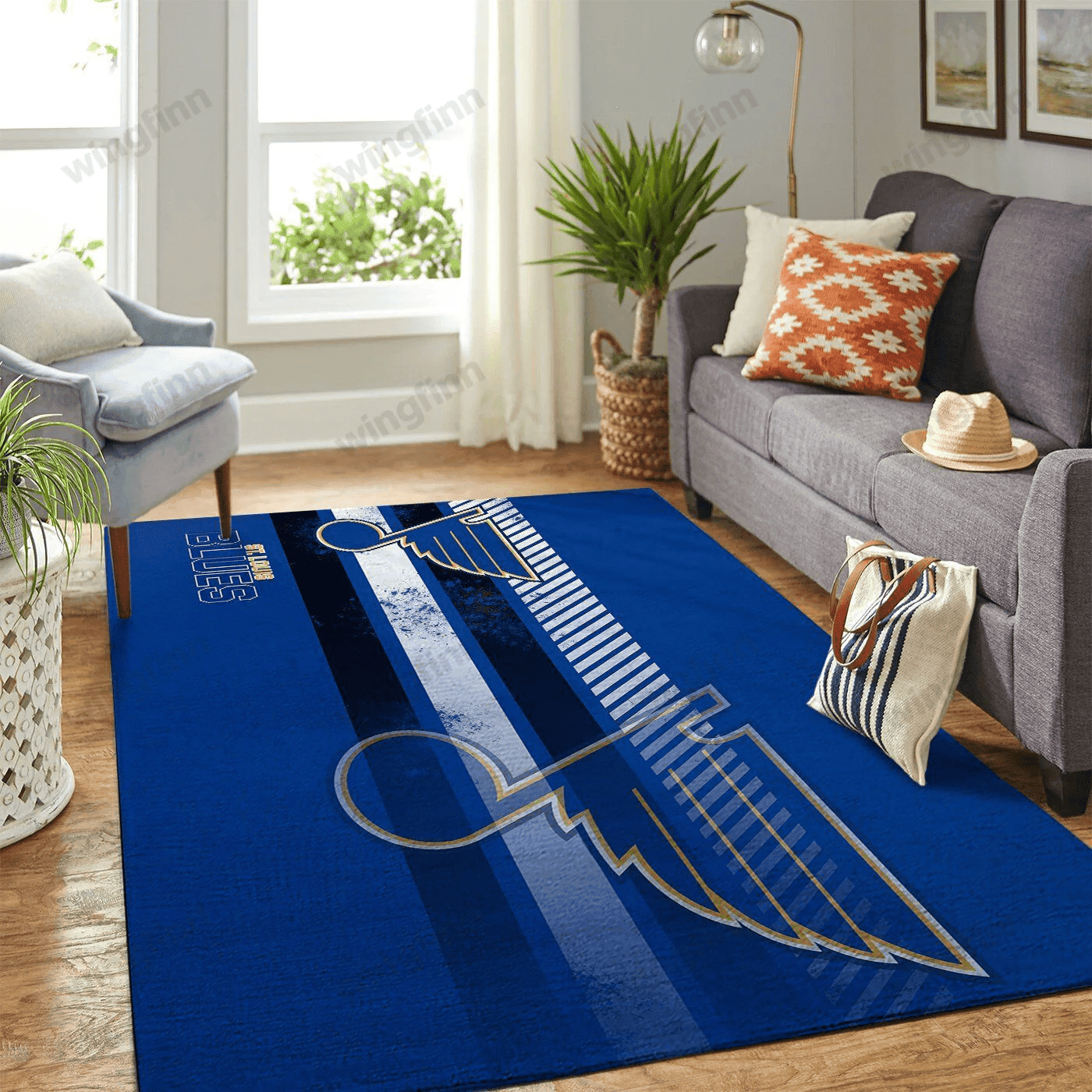 St. Louis Blues Rectangle Area Rug – Full Print Carpet For Living Room & Bedroom Home Decor