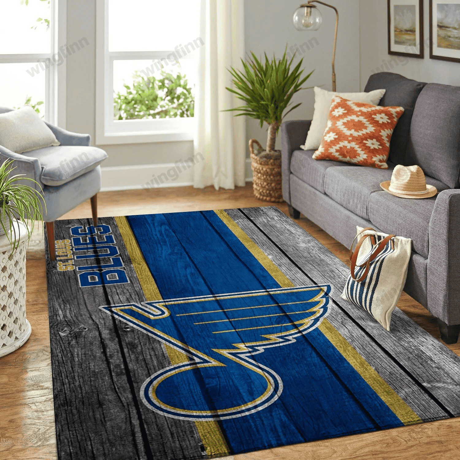 St. Louis Blues Team Logo Rectangle Area Rug – Full Print Carpet For Living Room & Bedroom Home Decor