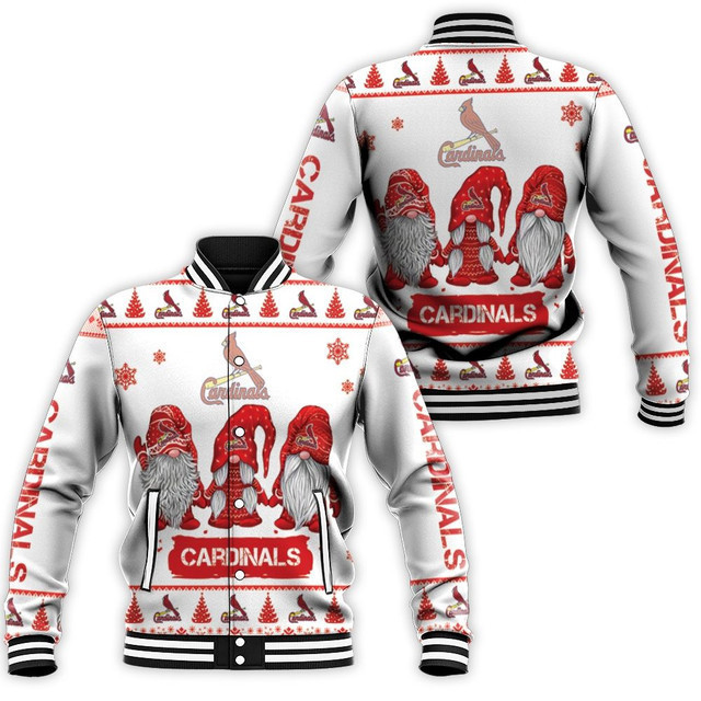 St. Louis Cardinals Christmas Gnomes Varsity Baseball Jacket for Men & Women | MLB Fan Gift