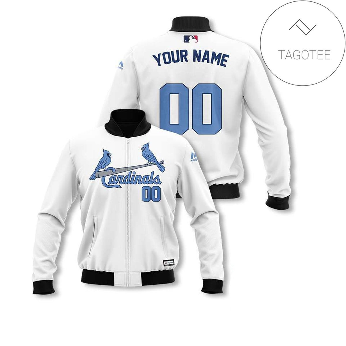 St. Louis Cardinals Personalized Name Number White Blue Bomber Jacket | MLB Team Jacket for Men & Women | Baseball Fan Gift