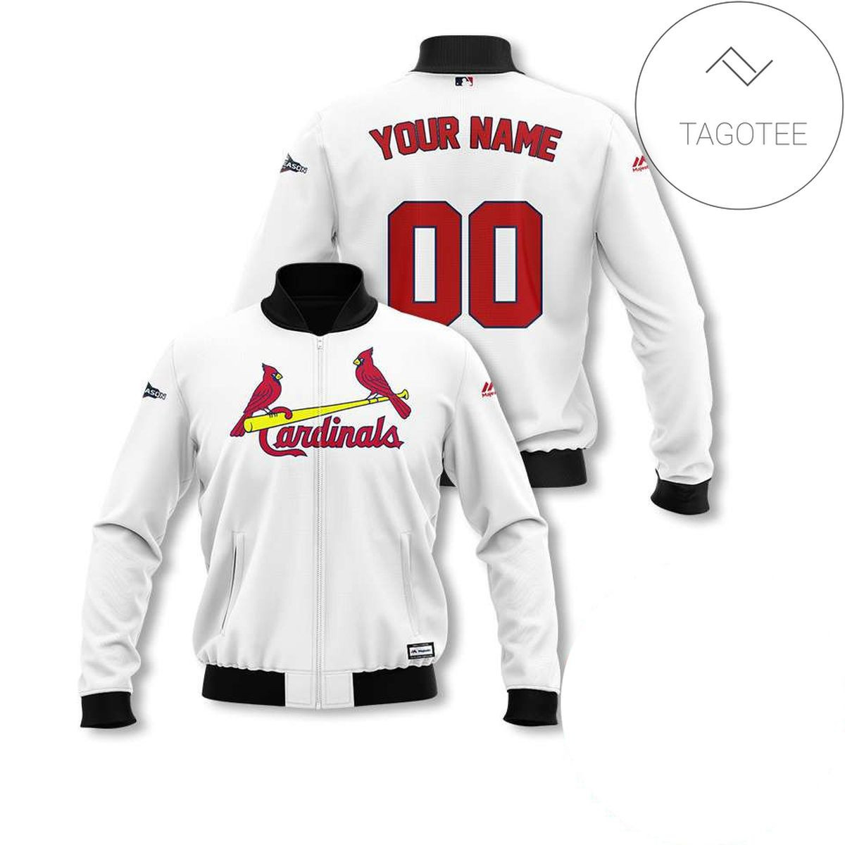 St. Louis Cardinals Personalized Name Number White Bomber Jacket | MLB Team Jacket for Men & Women | Baseball Fan Gift