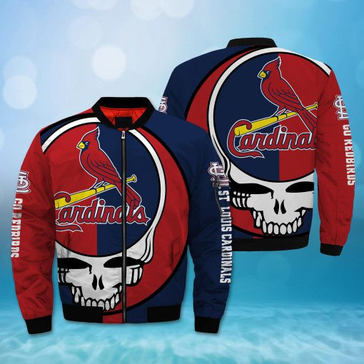 St. Louis Cardinals Skull Bomber Jacket | MLB Team Jacket for Men & Women | Baseball Fan Gift