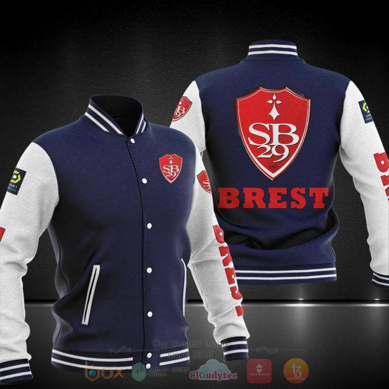 Stade Brestois 29 Dark Blue Varsity Baseball Jacket for Men & Women | Soccer Team Fan Gift