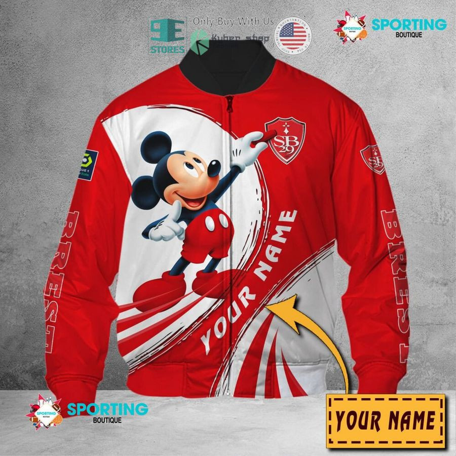 Stade Brestois 29 Personalized Mickey Mouse Bomber Jacket | Streetwear Jacket for Men & Women | Fan Gift