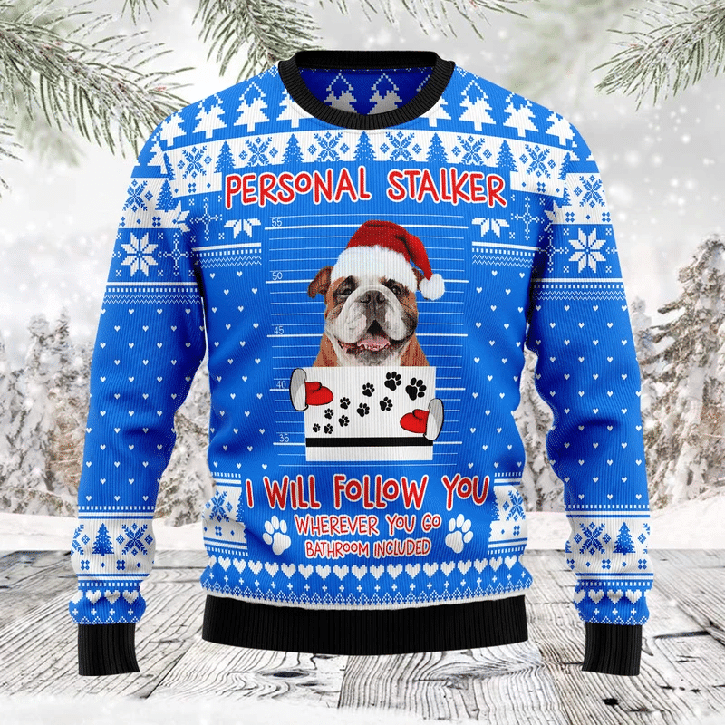 Stalker Bulldog Ugly Christmas Sweater, Perfect Holiday Gift