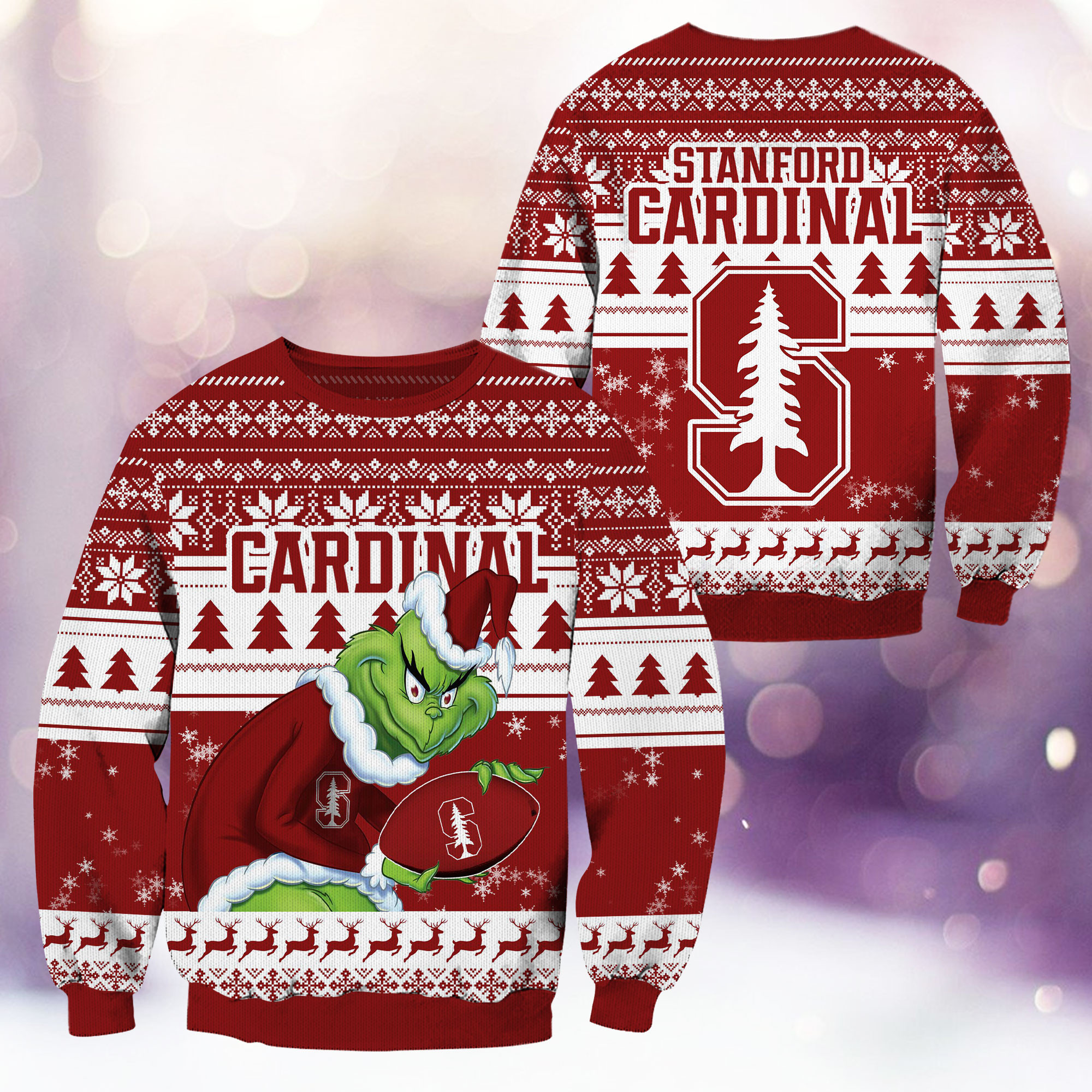 Stanford Cardinal Grinch Ugly Christmas Sweater,