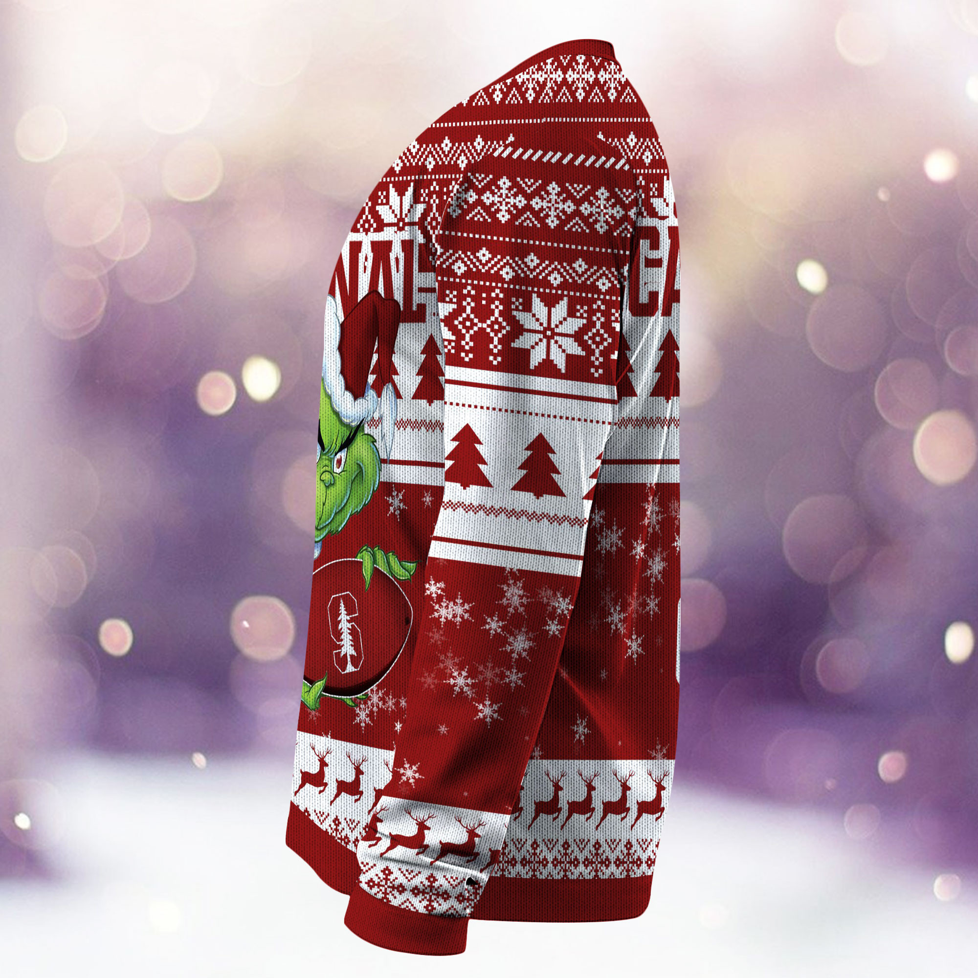 Stanford Cardinal Grinch Ugly Christmas Sweater, - Image 4