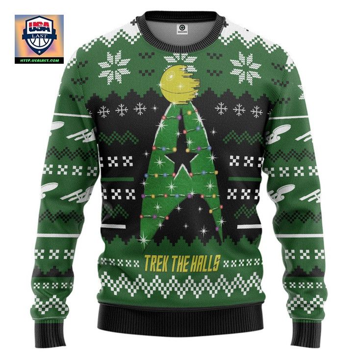 Star Trek Trek The Halls Green Christmas Sweater
