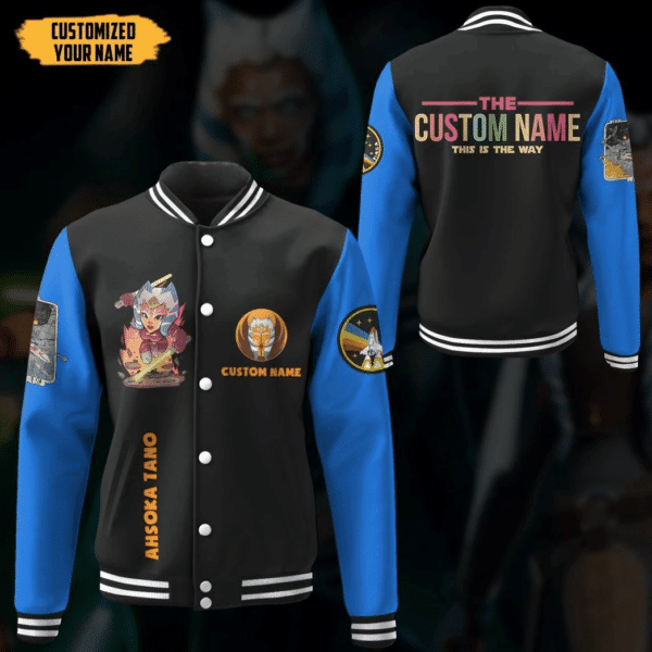 Star Wars Ahsoka Tano Personalized Name Baseball Jacket for Men & Women | Sci-Fi Fan Gift