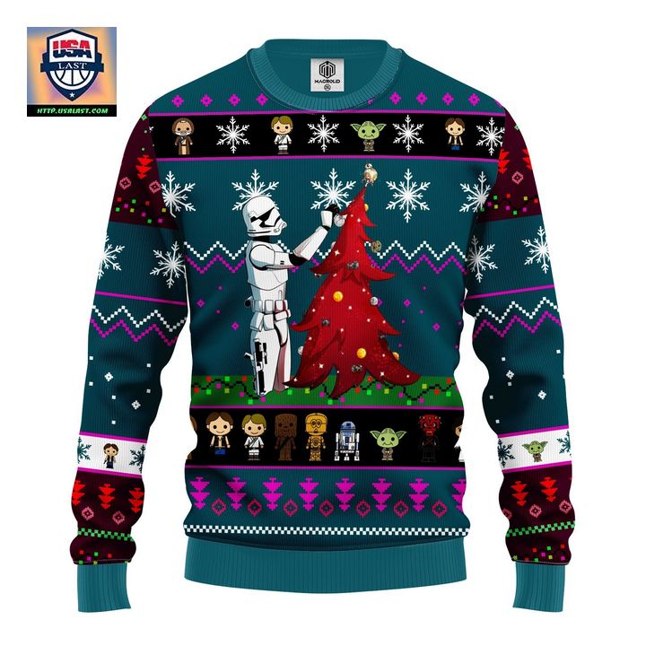 Star Wars And Tree Ugly Christmas Sweater Blue 1 Amazing Gift Idea Thanksgiving Gift