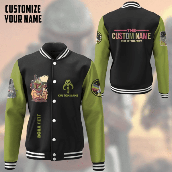 Star Wars Boba Fett Personalized Name Baseball Jacket for Men & Women | Sci-Fi Fan Gift