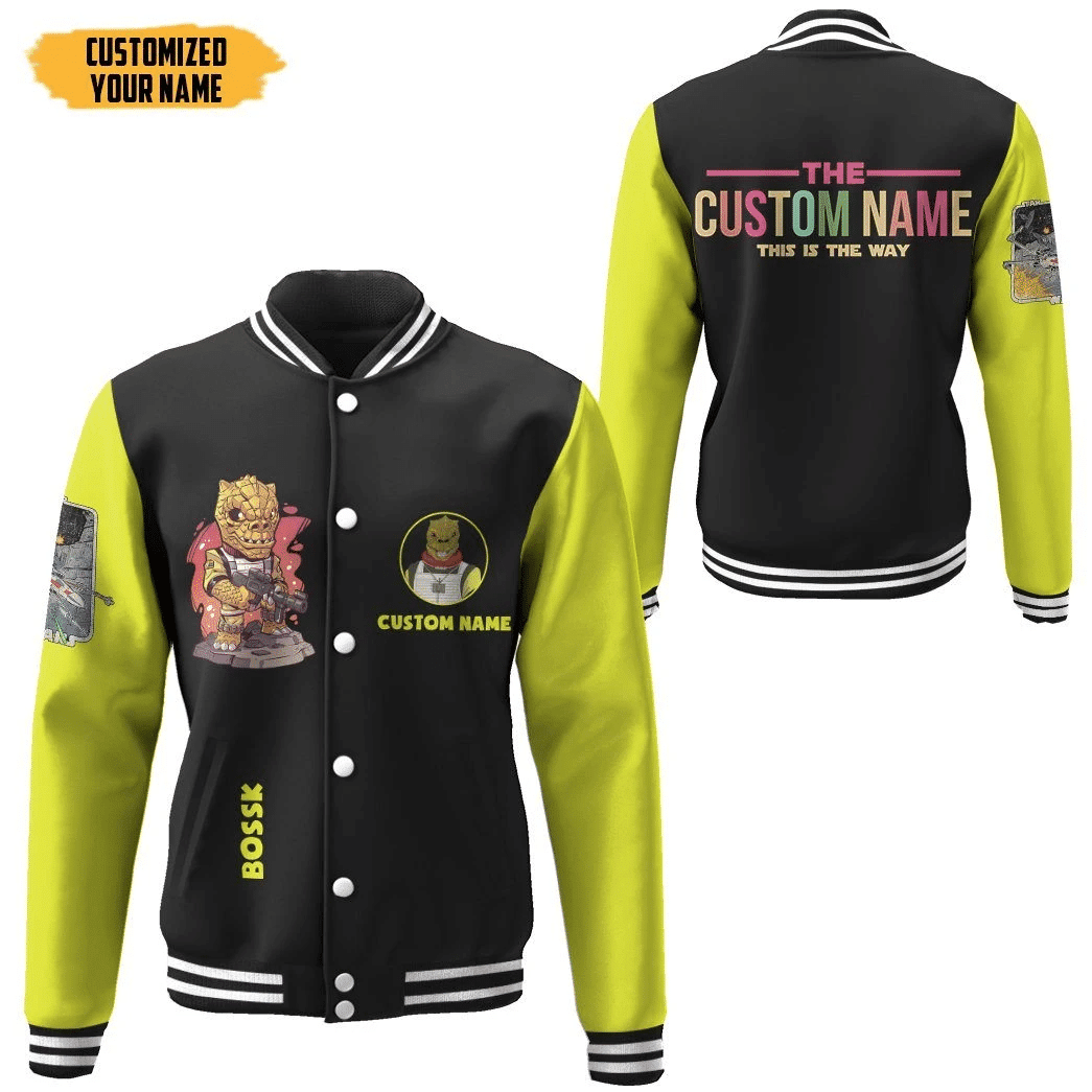 Star Wars Bossk Personalized Name Baseball Jacket 2 Fashion Baseball Jacket for Men & Women | Sci-Fi Fan Gift