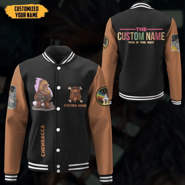 Star Wars Chewbacca Personalized Name Baseball Jacket for Men & Women | Sci-Fi Fan Gift