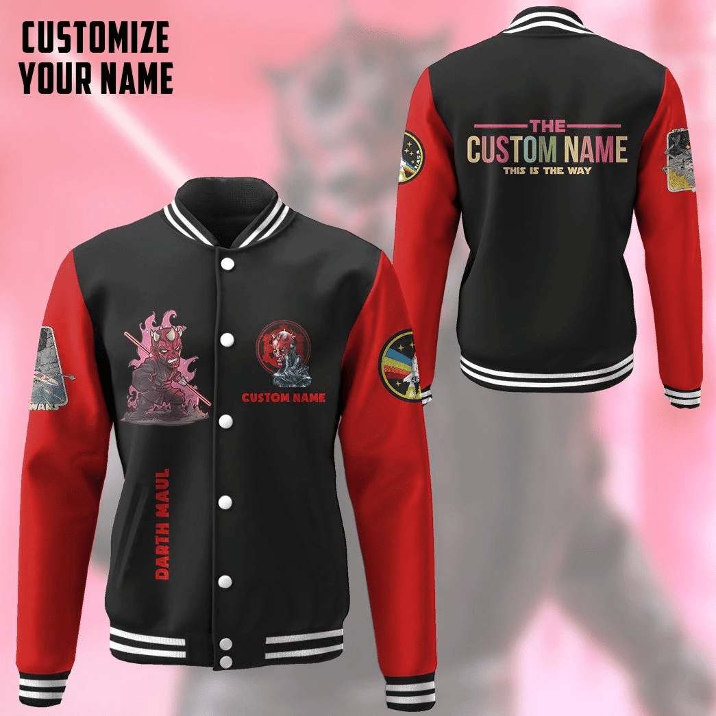 Star Wars Darth Maul Personalized Name Baseball Jacket for Men & Women | Sci-Fi Fan Gift