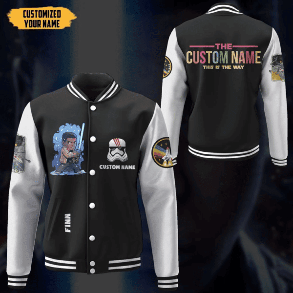 Star Wars Finn Personalized Name Baseball Jacket for Men & Women | Sci-Fi Fan Gift