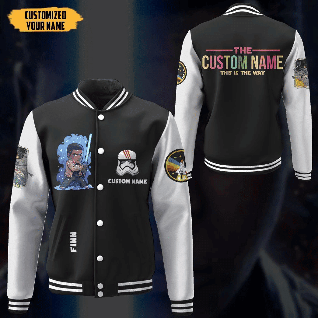 Star Wars Finn Personalized Name Fashion Baseball Jacket for Men & Women | Sci-Fi Fan Gift