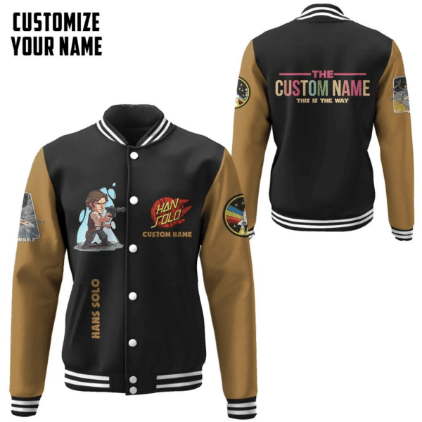 Star Wars Han Solo Personalized Name Baseball Jacket for Men & Women | Sci-Fi Fan Gift