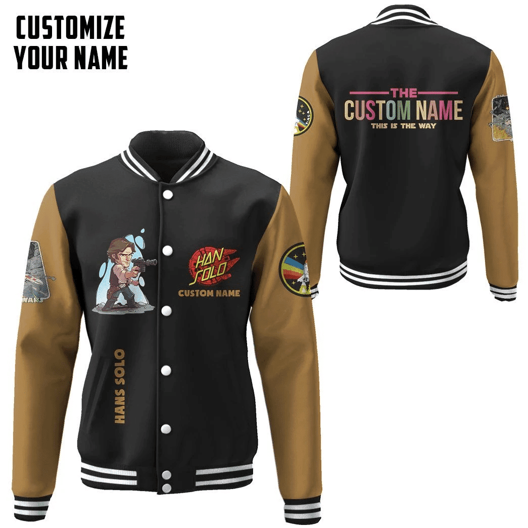 Star Wars Hans Solo Personalized Name Baseball Jacket for Men & Women | Sci-Fi Fan Gift