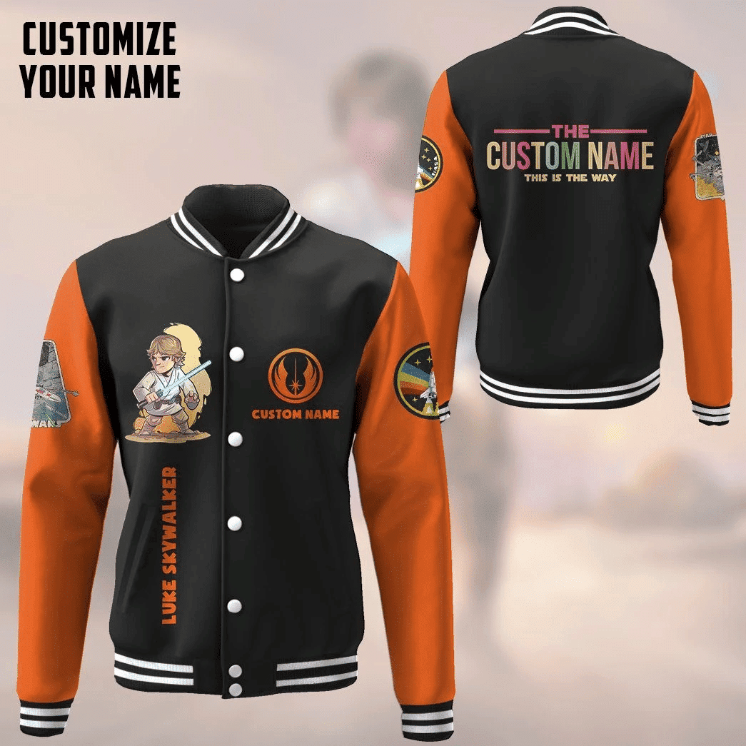 Star Wars Luke Skywalker Personalized Name Baseball Jacket for Men & Women | Sci-Fi Fan Gift