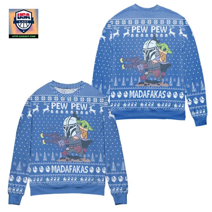 Star Wars Pew Pew Madafakas Ugly Christmas Sweater Blue