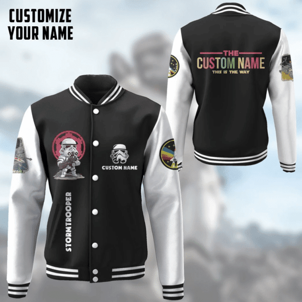 Star Wars Stormtrooper Personalized Name Baseball Jacket for Men & Women | Sci-Fi Fan Gift
