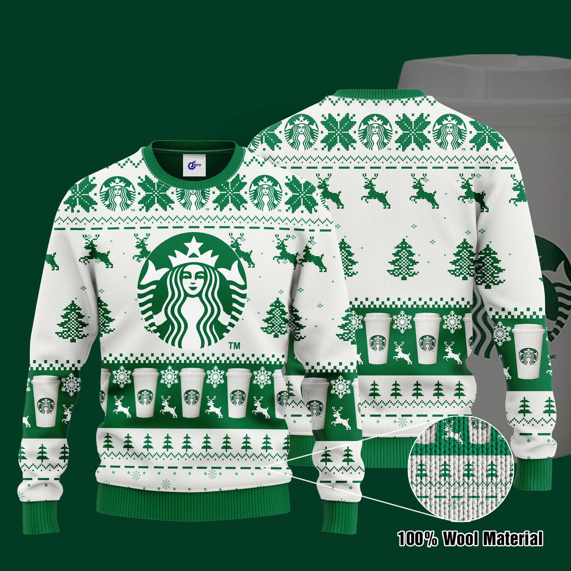 Starbucks 3D Print Ugly Christmas Sweater, Hoodie, Zip Hoodie, Bomber Jacket