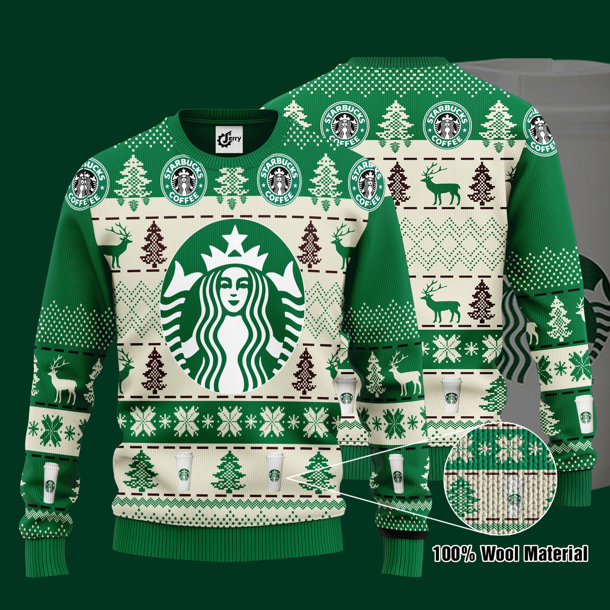 Starbucks 3D Print Ugly Christmas Sweater, Hoodie, Zip Hoodie, Bomber Jacket