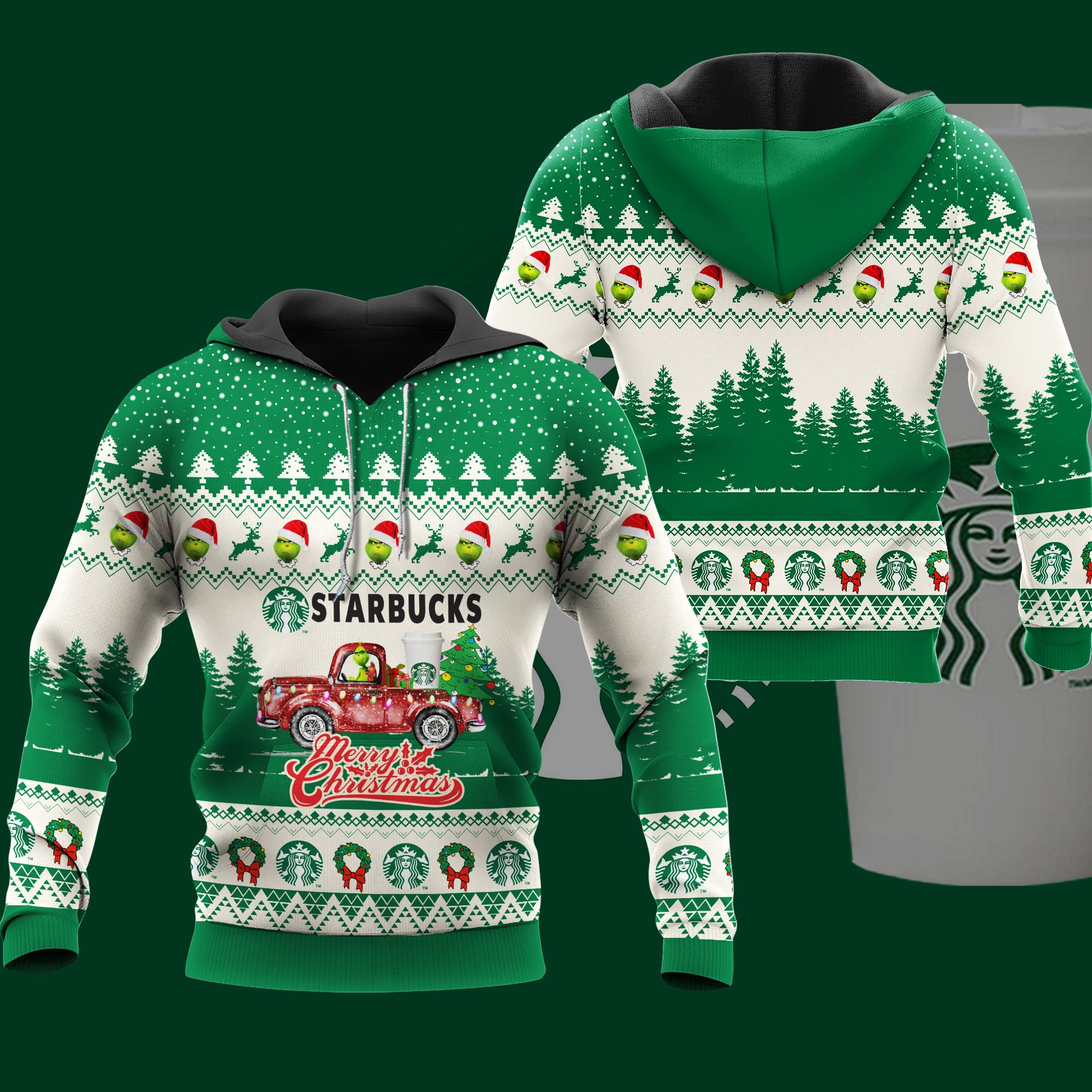 Starbucks Grinch Merry Christmas Ugly Christmas Sweater, Hoodie, Zip Hoodie, Bomber Jacket