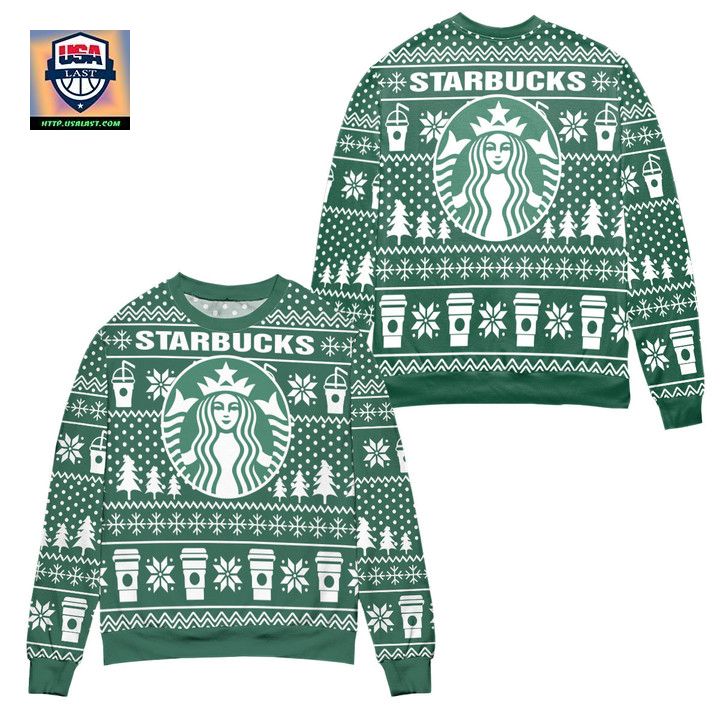 Starbucks Logo Christmas Pattern Ugly Christmas Sweater Green