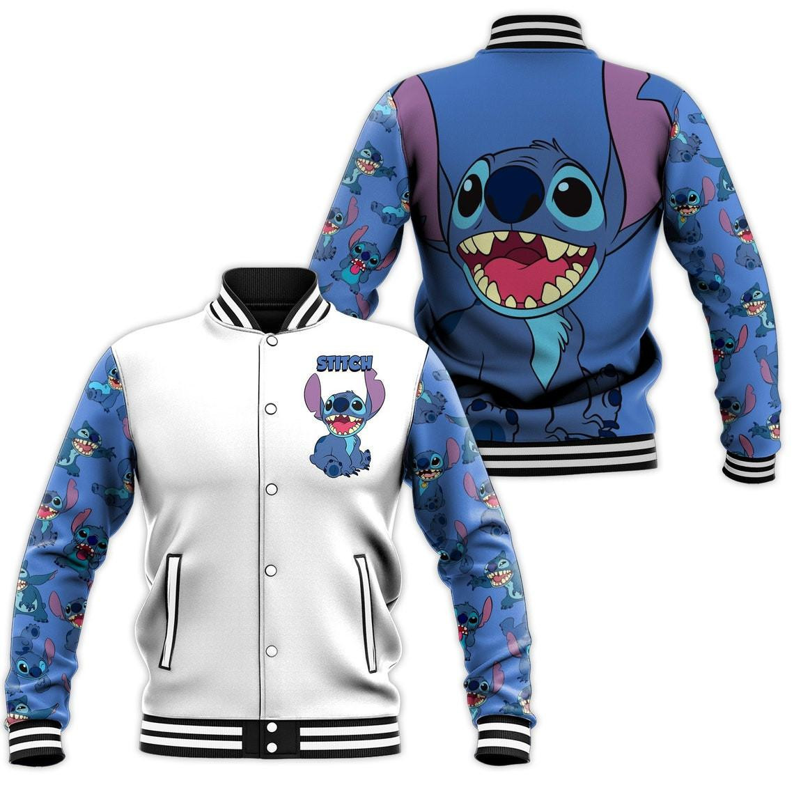 Stitch Disney Cartoon Pattern Baseball Jacket for Men & Women | Cartoon Fan Gift