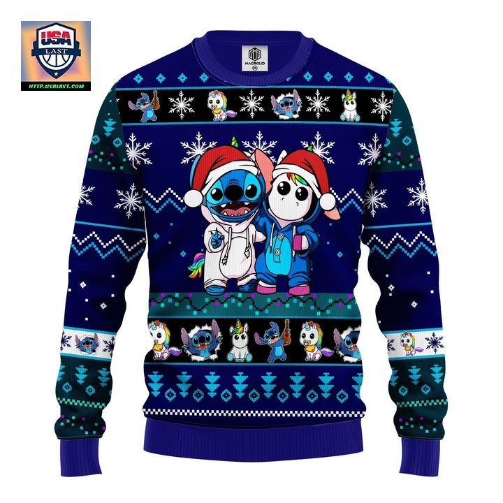 Stitch Unicorn Ugly Christmas Sweater Blue 1 Amazing Gift Idea Thanksgiving Gift