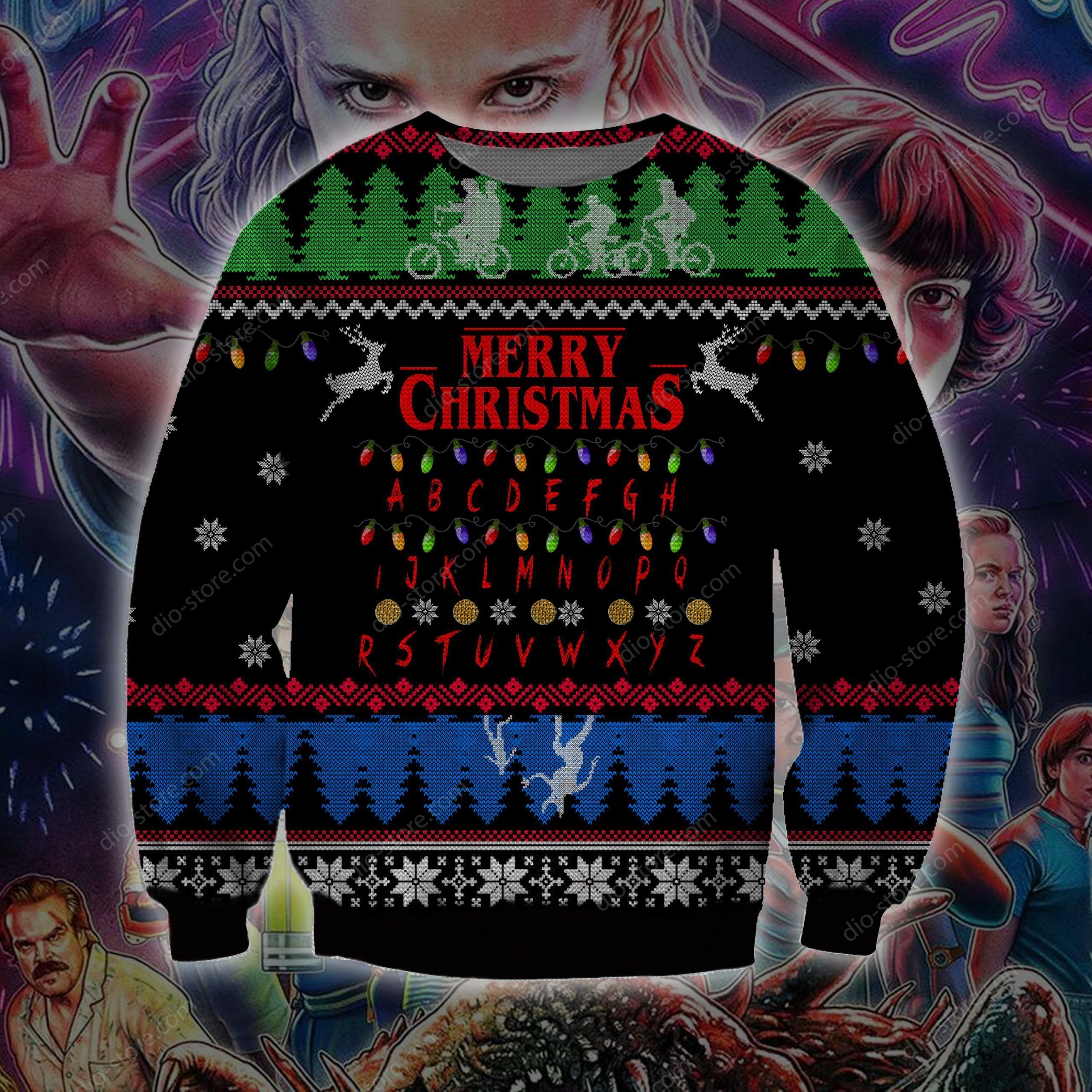 Stranger Things Knitting Pattern 3D Print Ugly Christmas Sweater