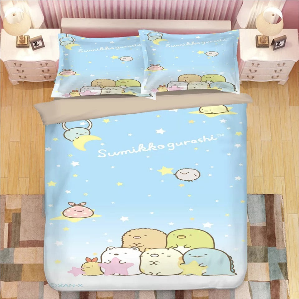 Sumikkogurashi Duvet Cover Quilt Cover Pillowcase Bedding Set Bed Linen Home Bedroom Decor