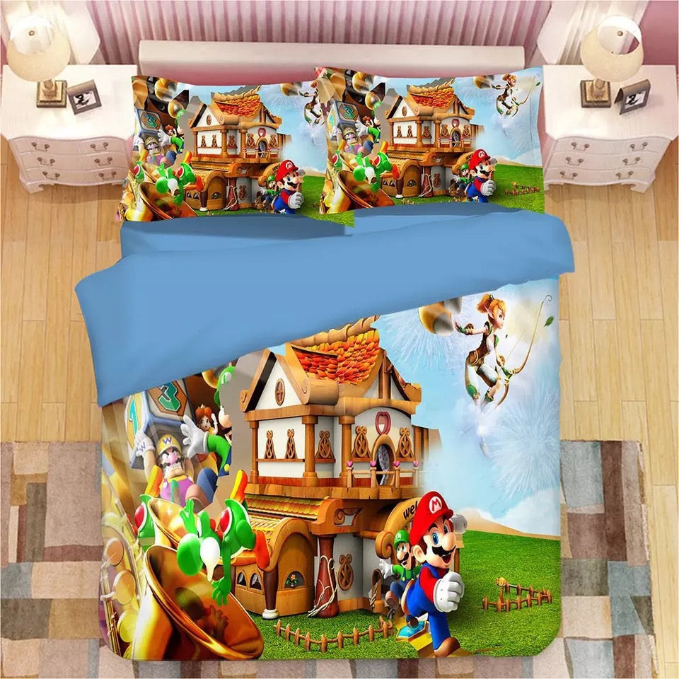 Super Mario Bros Duvet Cover Quilt Cover Pillowcase Bedding Set Bed Linen Home Bedroom Decor