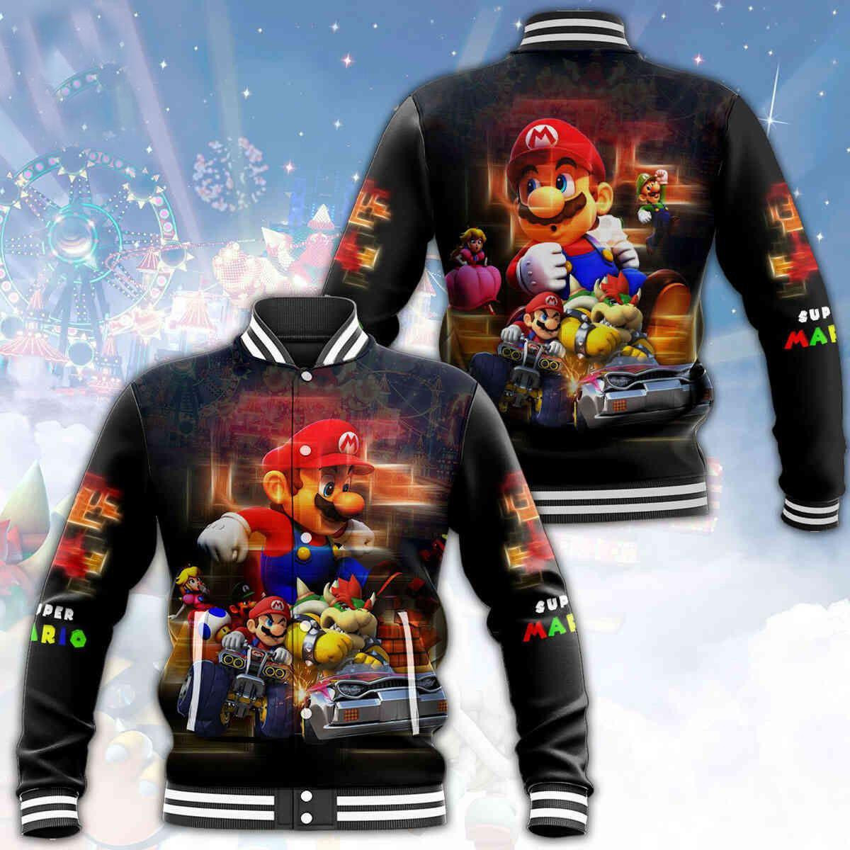 Super Mario Fashion Baseball Jacket for Men & Women | Gaming Fan Gift