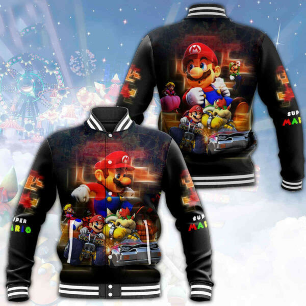 Super Mario Funny Game Fashion Baseball Jacket for Men & Women | Video Game Fan Gift