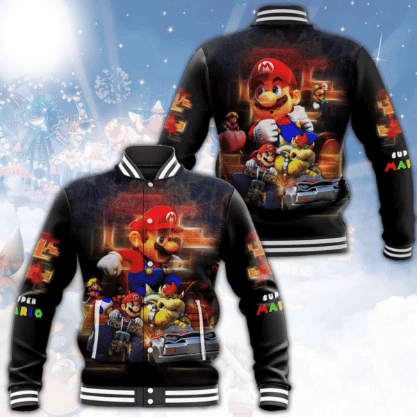 Super Mario Lucky Game Baseball Jacket for Men & Women | Game Fan Gift
