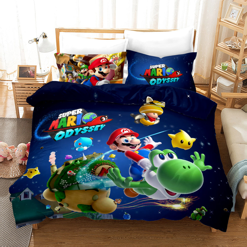 Super Smash Bros Ultimate Mario Duvet Cover Quilt Cover Pillowcase Bedding Set Bed Linen Home Bedroom Decor