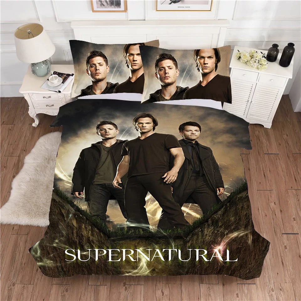 Supernatural Dean Sam Winchester Duvet Cover Quilt Cover Pillowcase Bedding Set Bed Linen Home Bedroom Decor