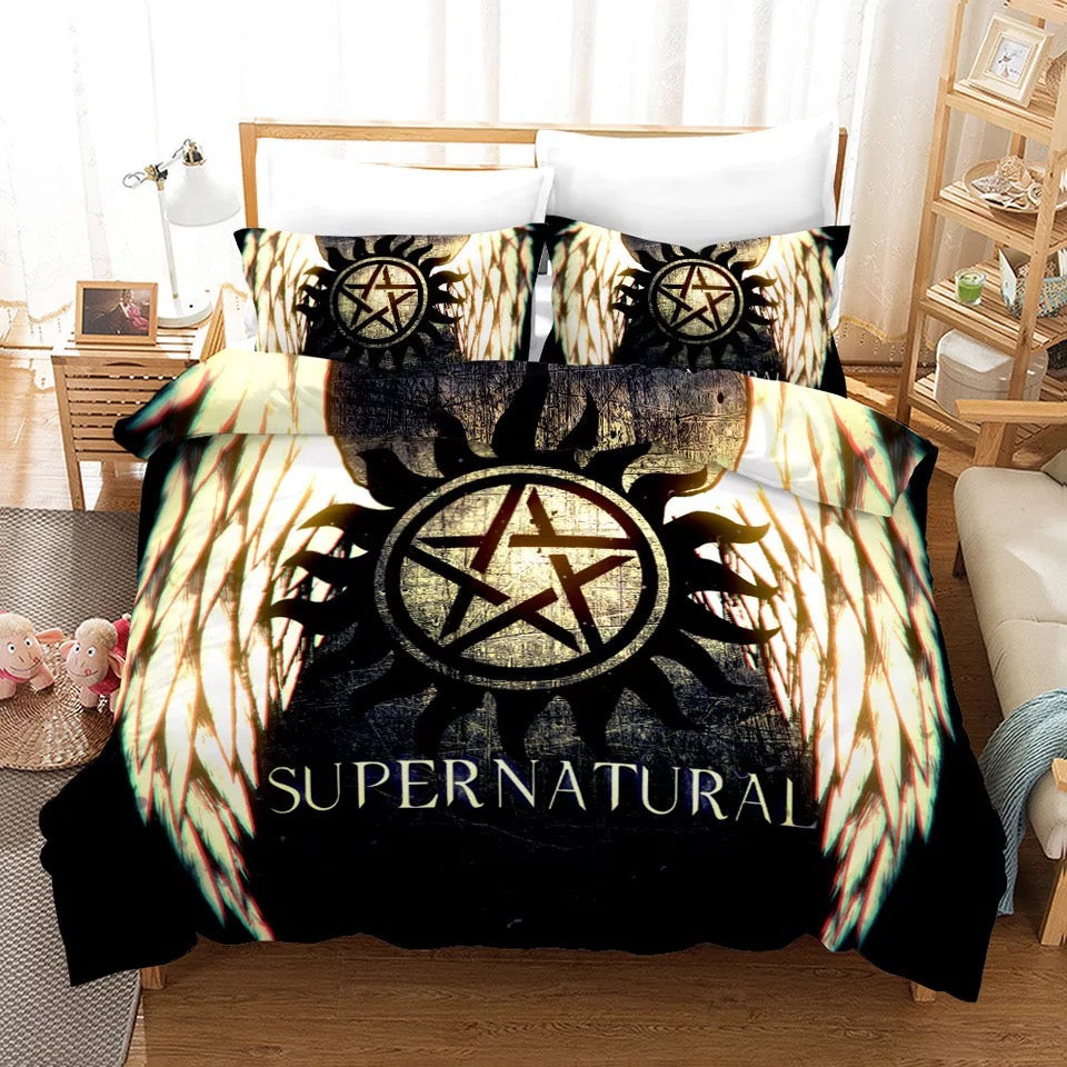 Supernatural Dean Sam Winchester Duvet Cover Quilt Cover Pillowcase Bedding Set Bed Linen Home Bedroom Decor