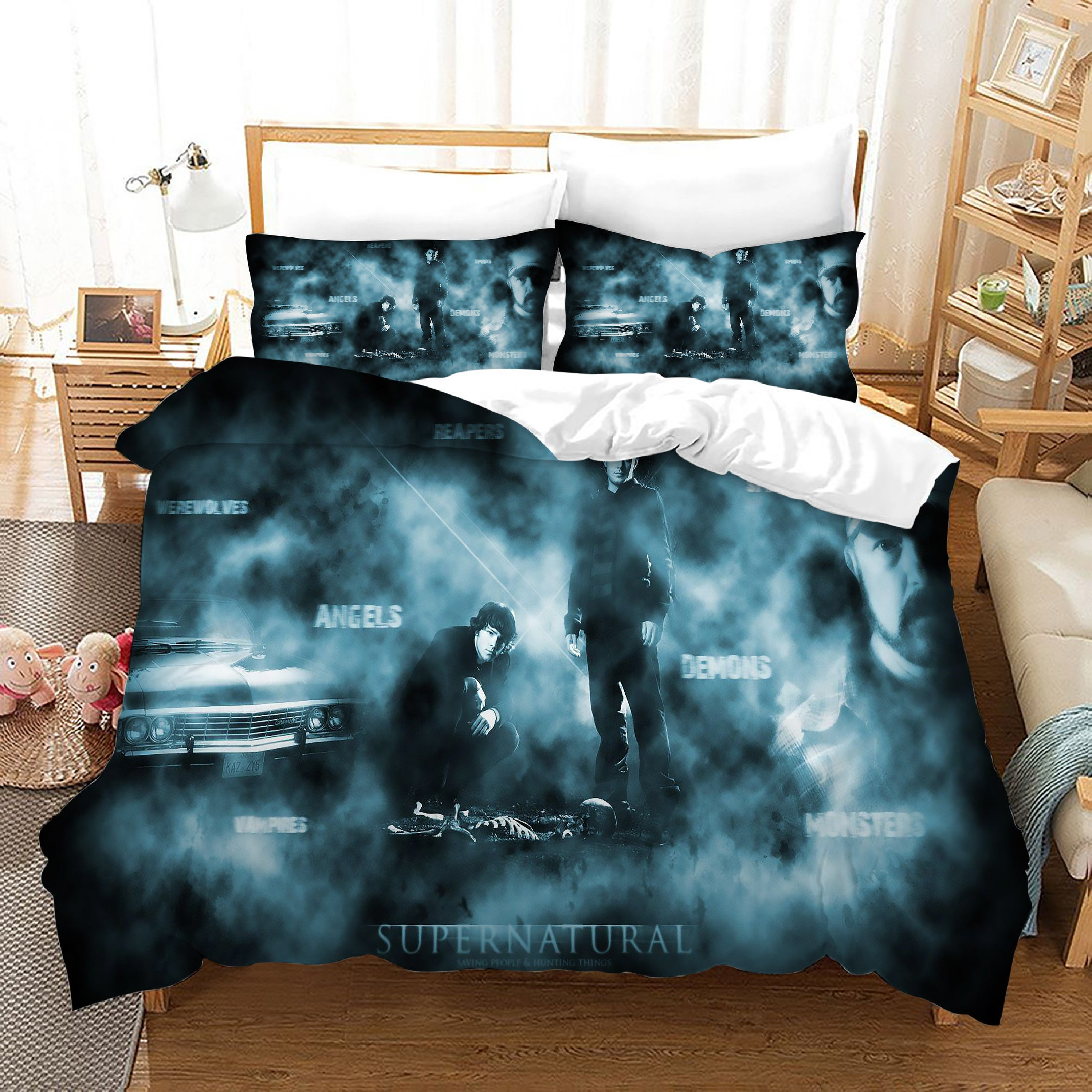 Supernatural Dean Sam Winchester Duvet Cover Quilt Cover Pillowcase Bedding Set Bed Linen Home Bedroom Decor