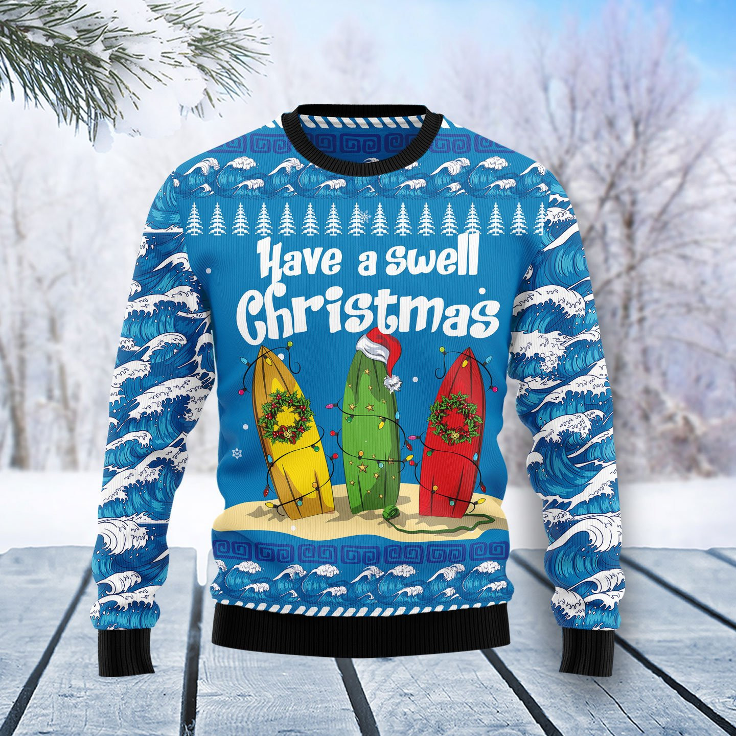 Surfer Swell Christmas Ugly Christmas Sweater, Perfect Holiday Gift