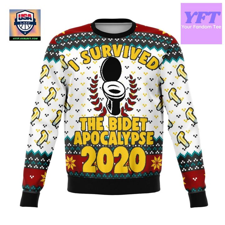 Survived Bidet Apocalypse 2020 Meme Design 3d Ugly Christmas Sweater