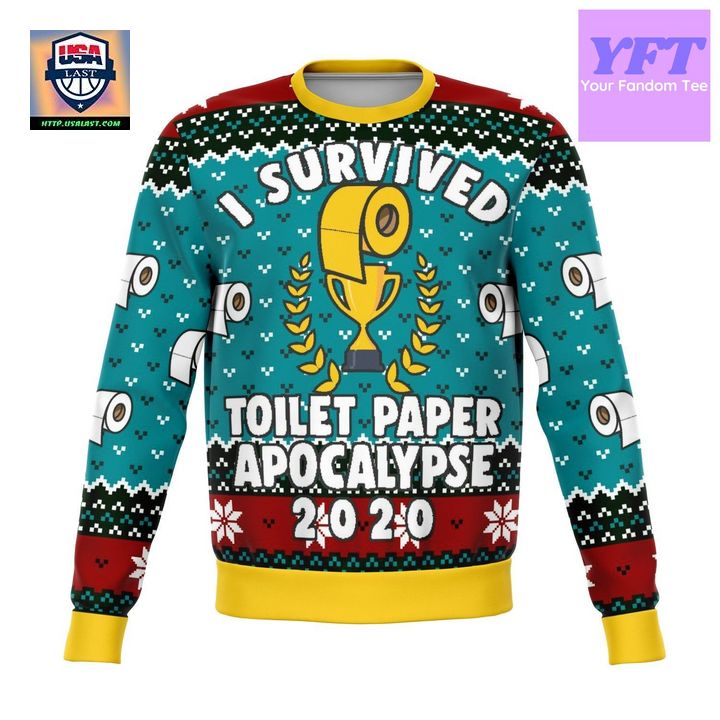 Survived Toilet Paper Apocalypse 2020 Design 3d Ugly Christmas Sweater